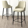 Hanah Home Juego de Taburetes de Bar Crema y Negro, Metal y Tela Babyface, 2 Piezas